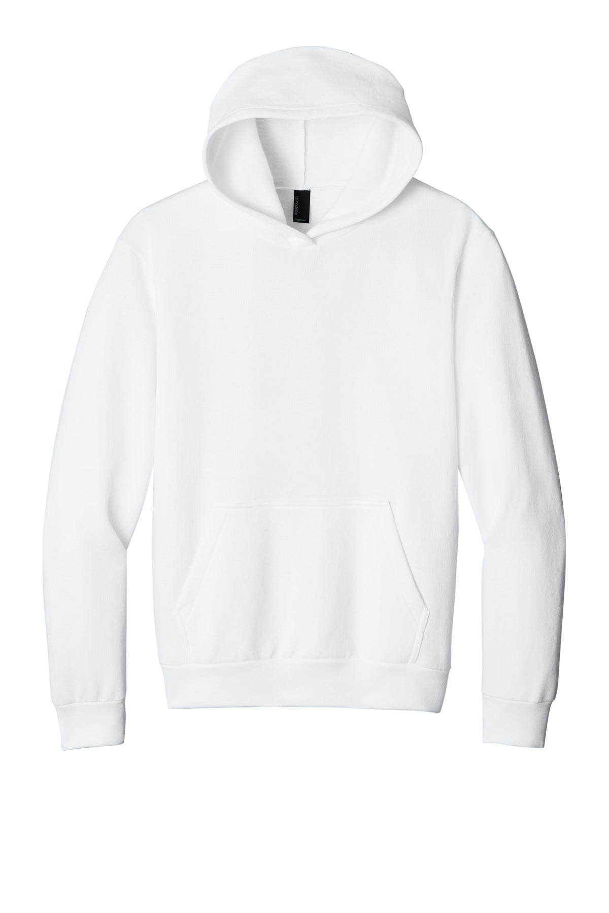 Front View of White Port & Co Easy Fleece Pullover Hooded Sweatshirt PC68H plain