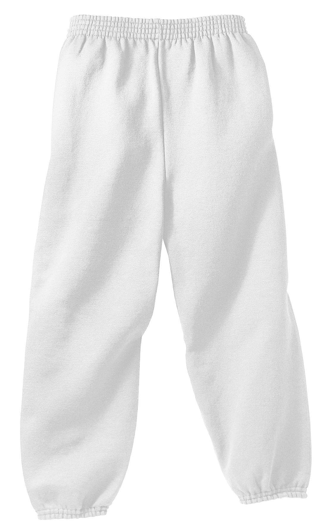 Front View of White Port & Co Essential Fleece Sweatpant with Pockets. PC90P plain
