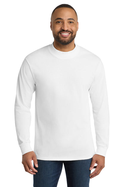 Front View of White Port & Co Essential Mock Turtleneck. PC61M plain