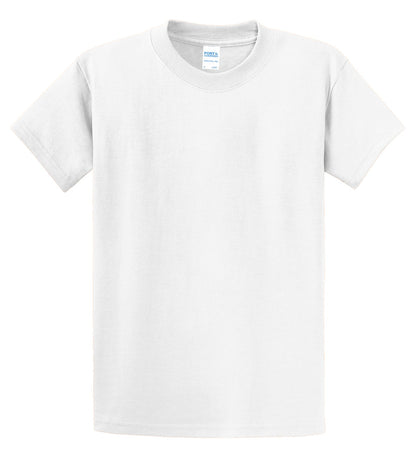Front View of White Port & Co Essential Tee. PC61 plain