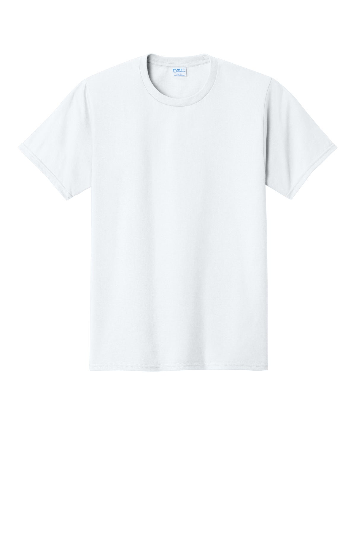Front View of White Port & Co Fan Favorite Tee. PC450 plain