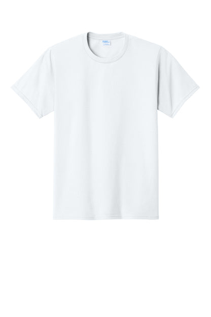 Front View of White Port & Co Fan Favorite Tee. PC450 plain