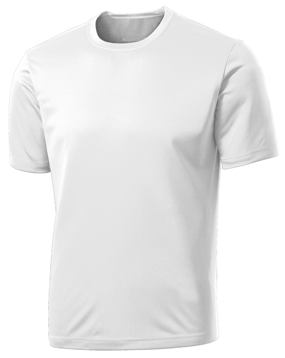 Front View of White Port & Co Performance Tee. PC380 plain