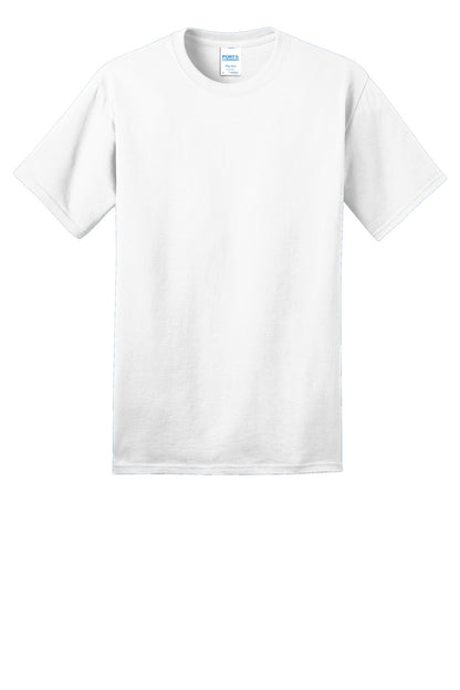 Front View of White Port & Co Ring Spun Cotton Tee. PC150 plain