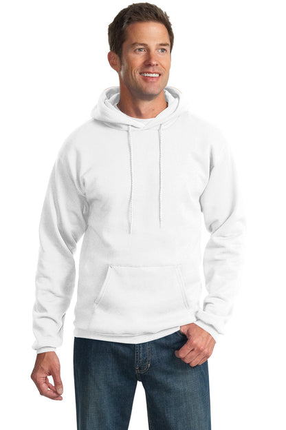 Front View of White Port & Co Tall Essential Fleece Pullover Hooded Sweatshirt. PC90HT plain