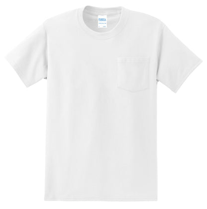 Front View of White Port & Co Tall Essential Pocket Tee. PC61PT plain