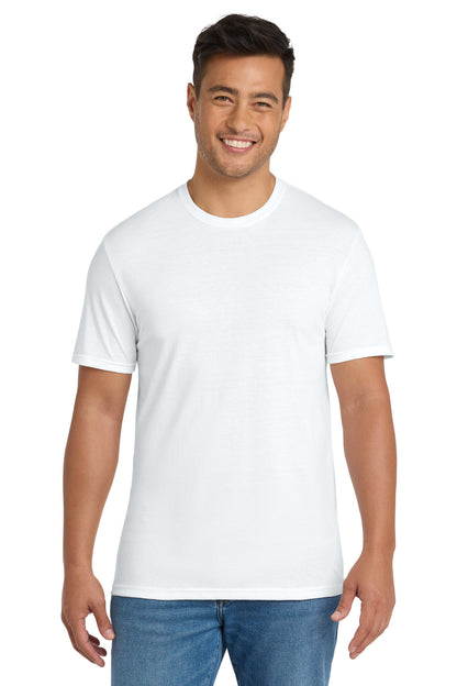 Front View of White Port & Co Tri-Blend Tee. PC330 plain