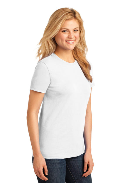 Front View of White Port & Co Women's Core Cotton Tee. LPC54 plain