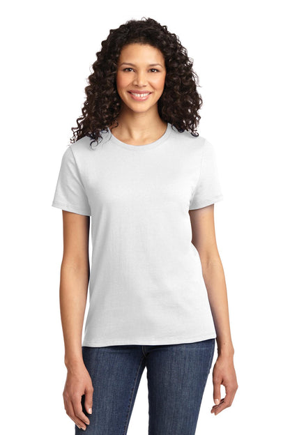 Front View of White Port & Co Women's Essential Tee. LPC61 plain