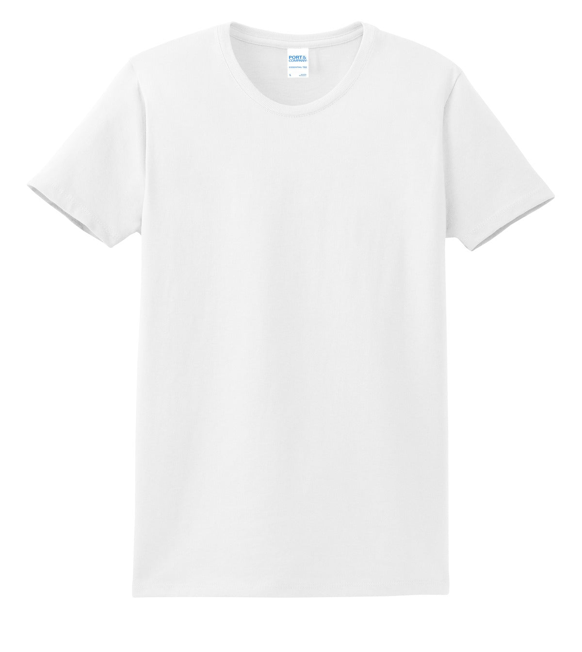 Front View of White Port & Co Women's Essential Tee. LPC61 plain