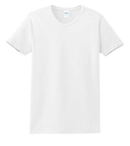 Front View of White Port & Co Women's Essential Tee. LPC61 plain