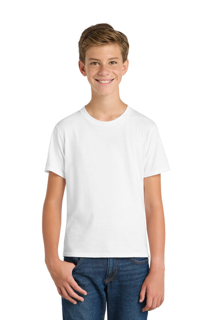 Front View of White Port & Co Youth Fan Favorite Tee. PC450Y plain