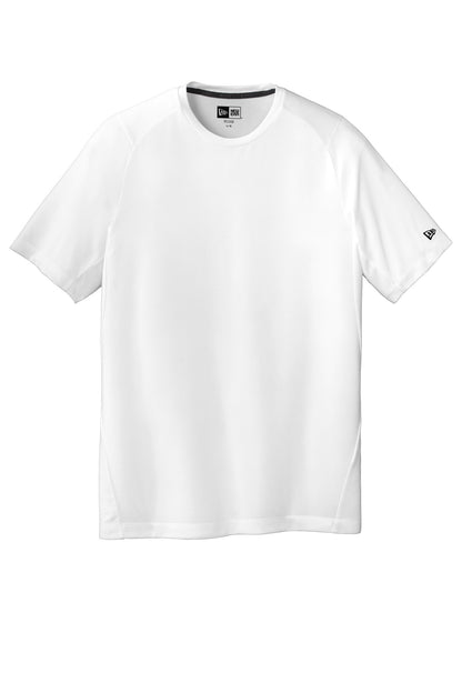 Front View of White Solid New Era Series Performance Crew Tee. NEA200 plain