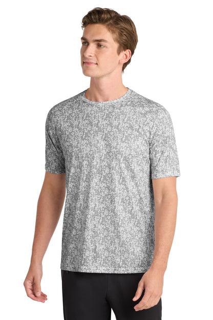 Front View of White Sport-Tek Digi Camo Tee. ST460 plain