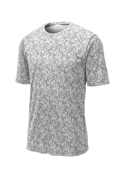 Front View of White Sport-Tek Digi Camo Tee. ST460 plain