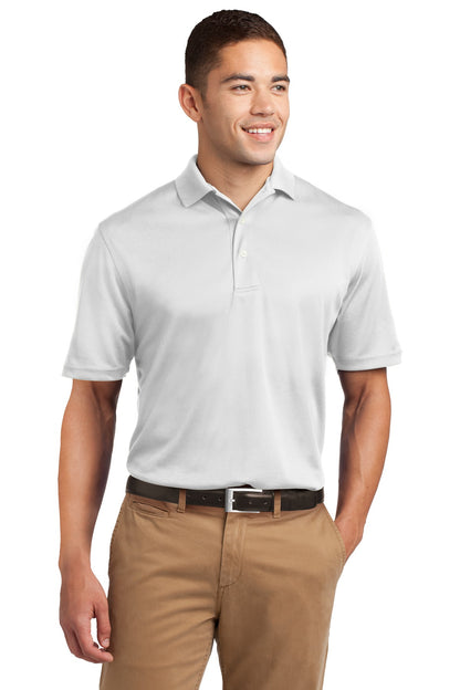 Front View of White Sport-Tek Dri-Mesh Polo. K469 plain