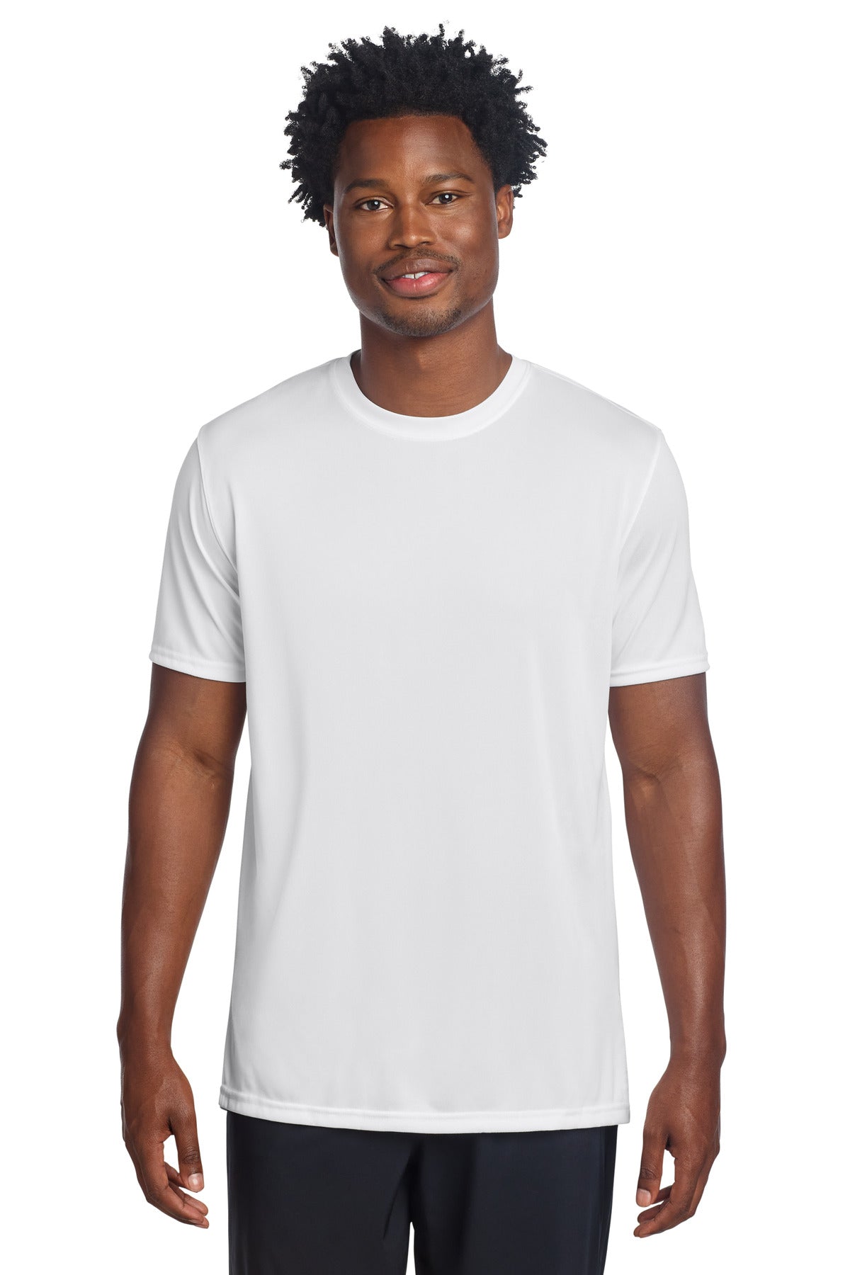 Front View of White Sport-Tek Echo Tee ST760 plain