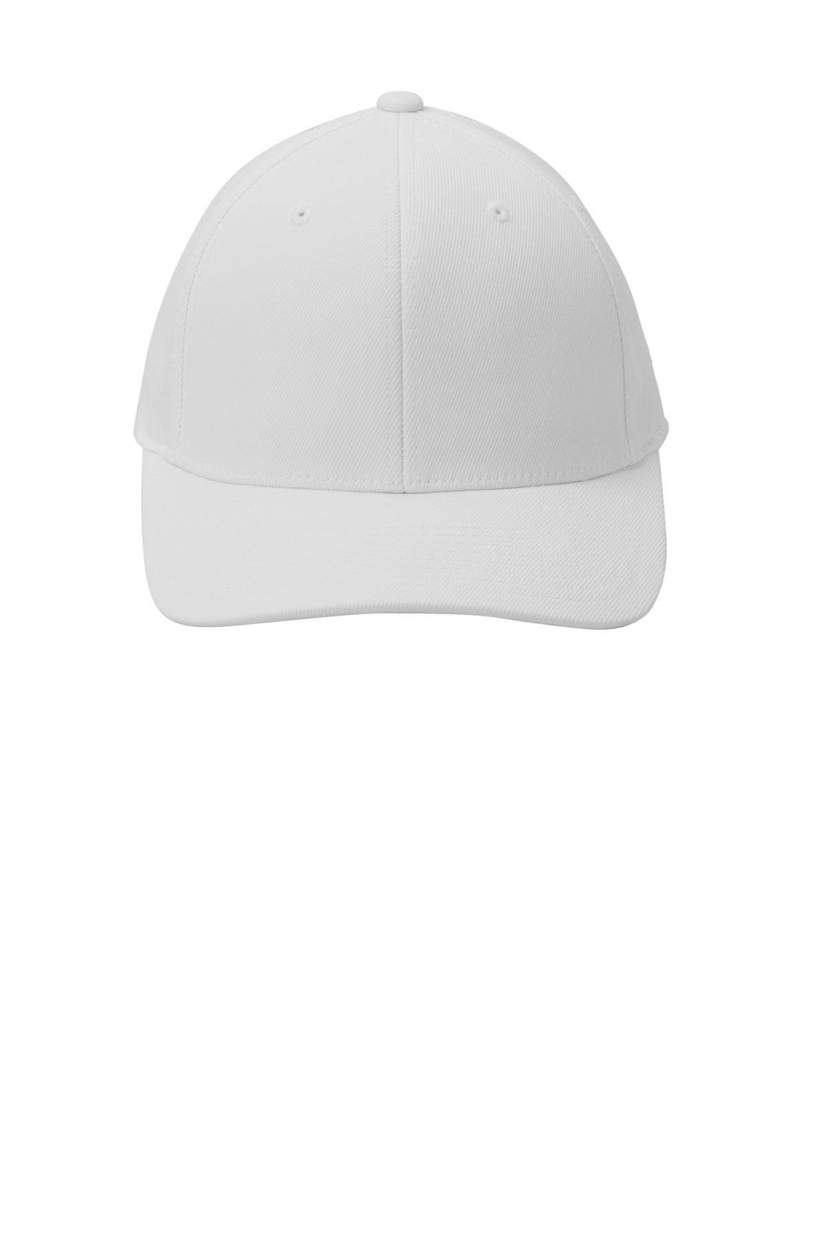 Front View of White Sport-Tek Flexfit Performance Solid Cap. STC17 plain