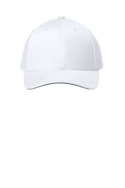 Front View of White Sport-Tek Impact Mesh Stretch-Tek Adjustable Cap STC71 plain