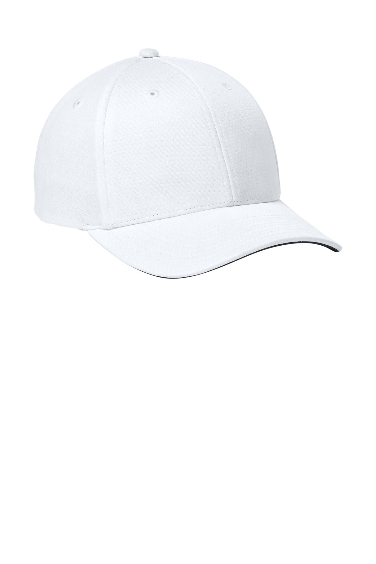 Front View of White Sport-Tek Impact Mesh Stretch-Tek Adjustable Cap STC71 plain