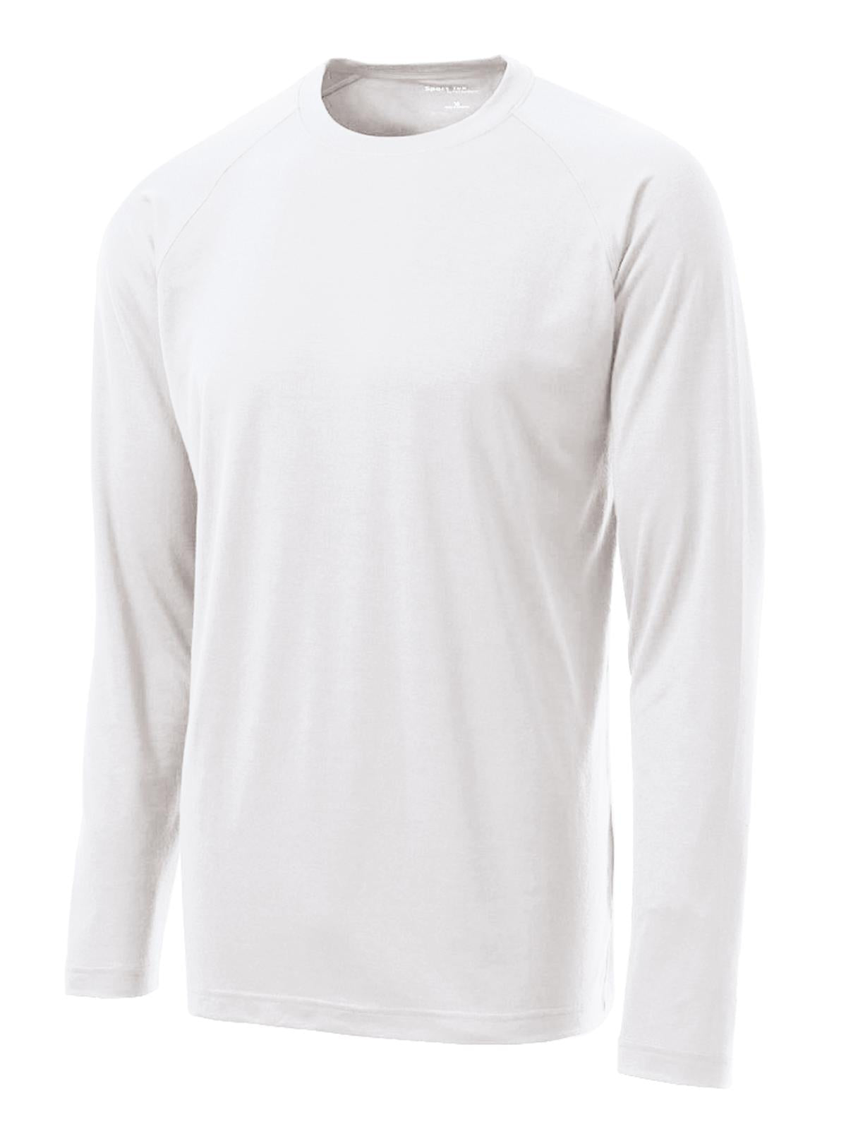 Front View of White Sport-Tek Long Sleeve Ultimate Performance Crew. ST700LS plain