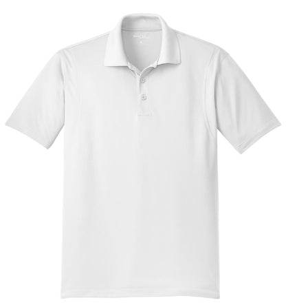 Front View of White Sport-Tek Micropique Sport-Wick Polo. ST650 plain