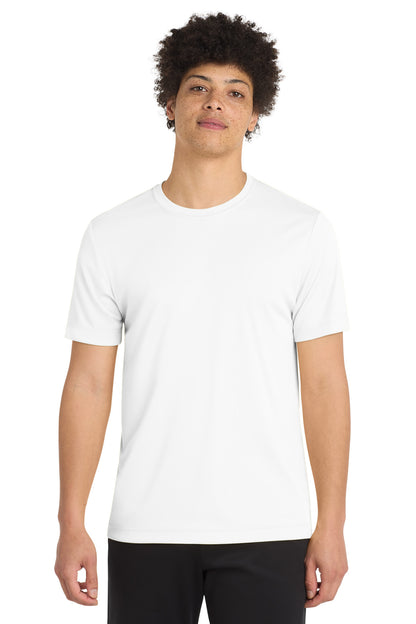 Front View of White Sport-Tek Posi-UV Pro Tee. ST420 plain