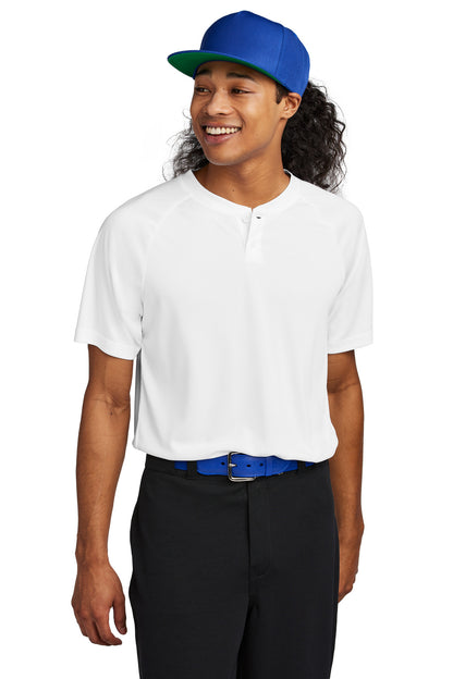 Front View of White Sport-Tek PosiCharge Competitor 2-Button Henley ST359 plain