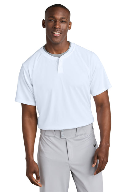 Front View of White Sport-Tek PosiCharge Competitor 2-Button Henley ST359 plain