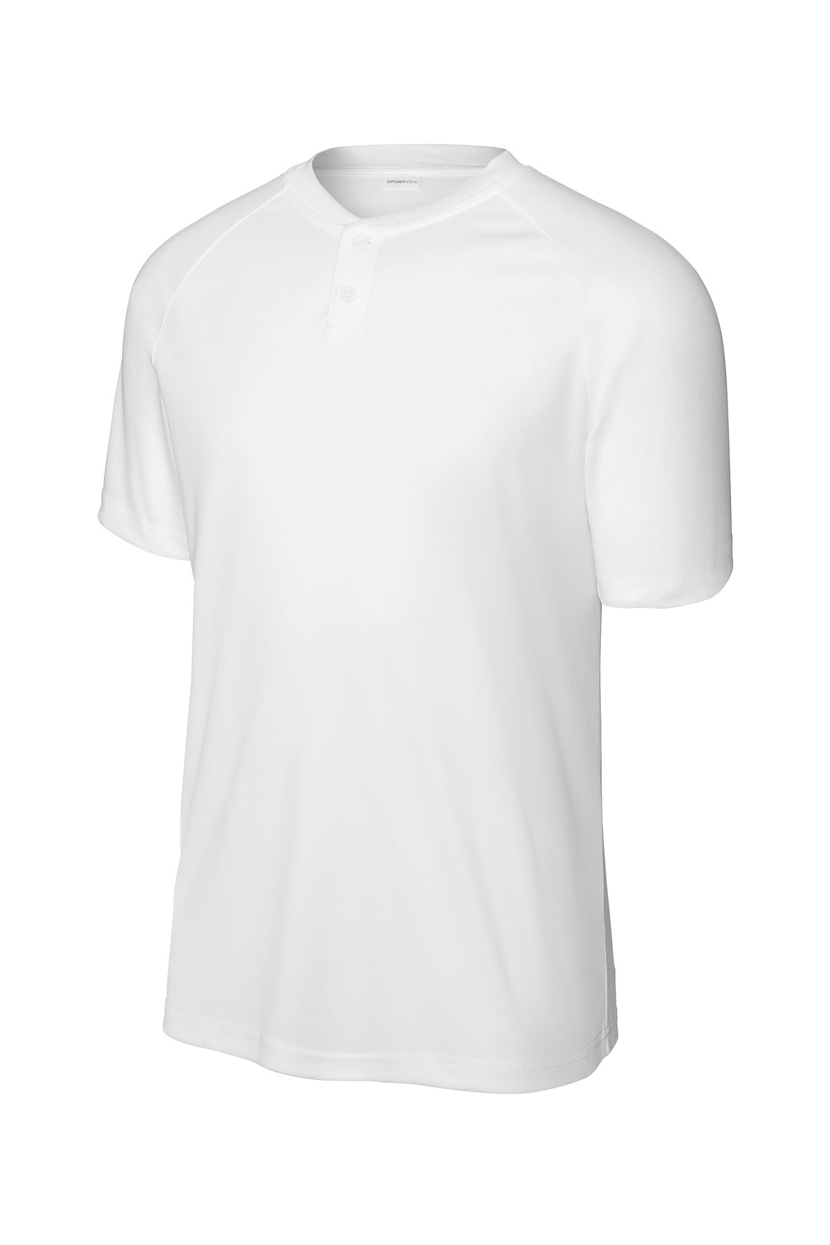 Front View of White Sport-Tek PosiCharge Competitor 2-Button Henley ST359 plain