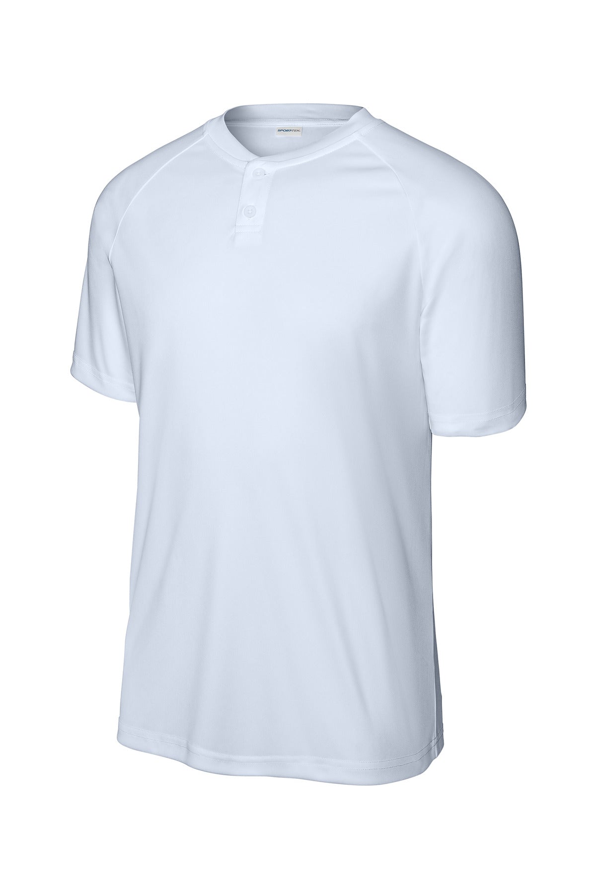 Front View of White Sport-Tek PosiCharge Competitor 2-Button Henley ST359 plain