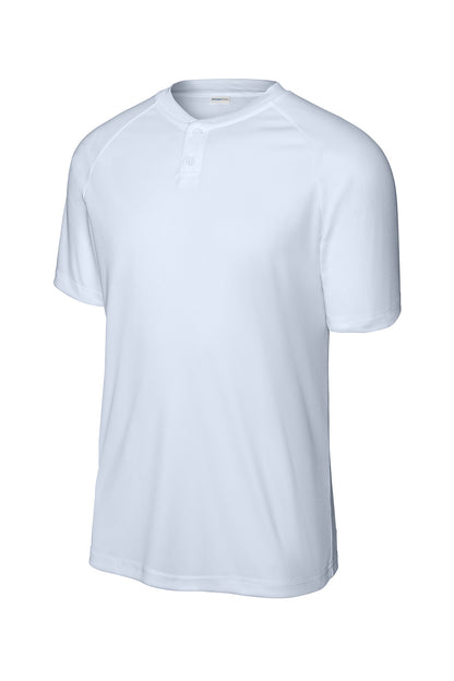 Front View of White Sport-Tek PosiCharge Competitor 2-Button Henley ST359 plain