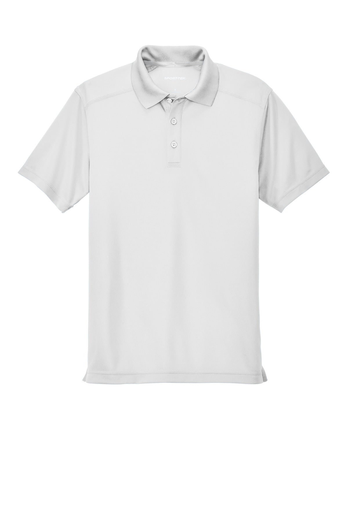 Front View of White Sport-Tek PosiCharge Micro-Mesh Polo. ST680 plain