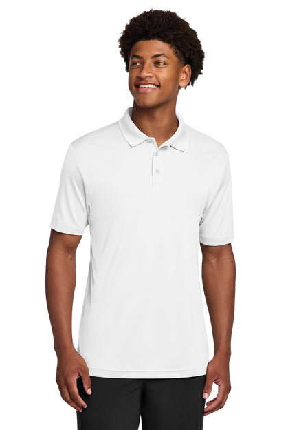 Front View of White Sport-Tek PosiCharge Re-Compete Polo ST725 plain