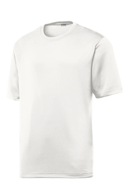 Front View of White Sport-Tek PosiCharge Tough Tee . ST320 plain