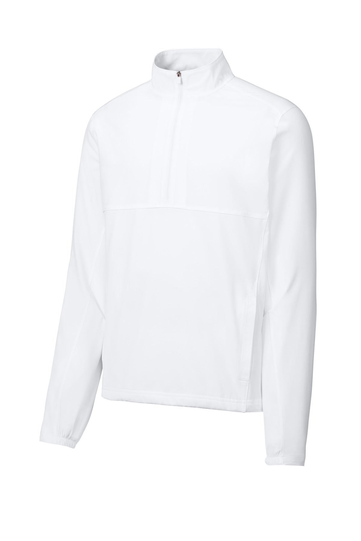 Front View of White Sport-Tek Repeat 1/2-Zip JST481 plain