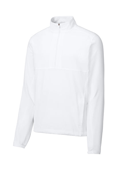 Front View of White Sport-Tek Repeat 1/2-Zip JST481 plain