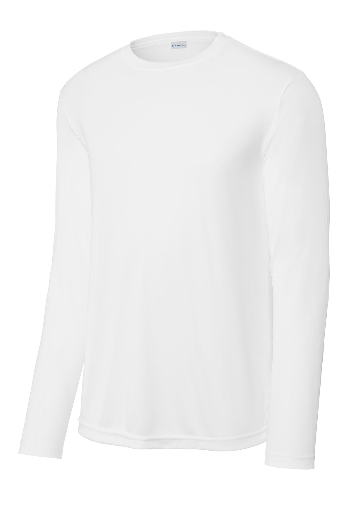 Front View of White Sport-Tek Tall Long Sleeve PosiCharge Competitor Tee. TST350LS plain