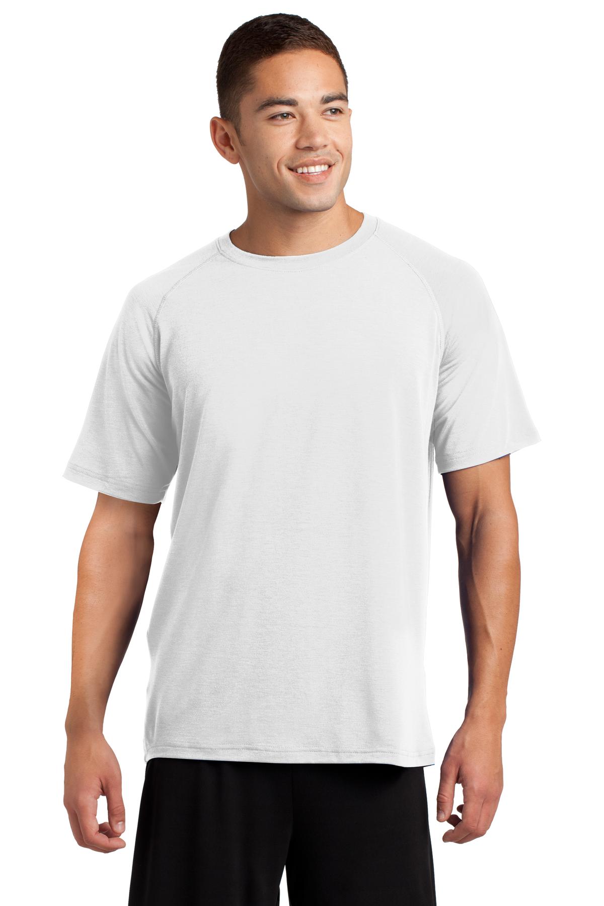 Front View of White Sport-Tek Ultimate Performance Crew. ST700 plain