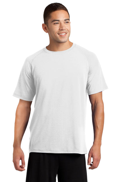 Front View of White Sport-Tek Ultimate Performance Crew. ST700 plain