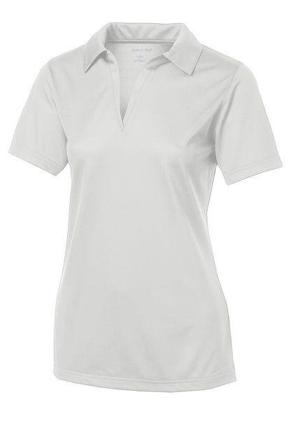 Front View of White Sport-Tek Women's PosiCharge Active Textured Polo. LST690 plain