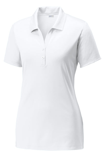 Front View of White Sport-Tek Women's PosiCharge Competitor Polo. LST550 plain