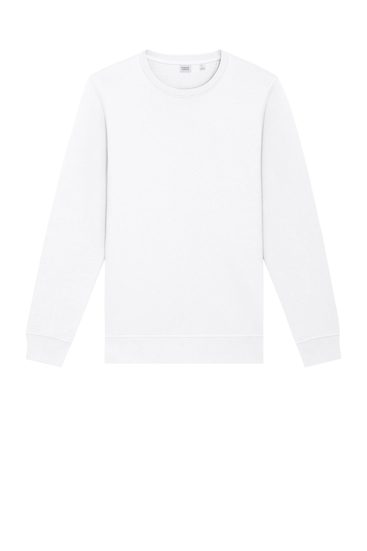Front View of White Stanley/Stella Unisex Roller Crewneck Sweatshirt SXU010 plain