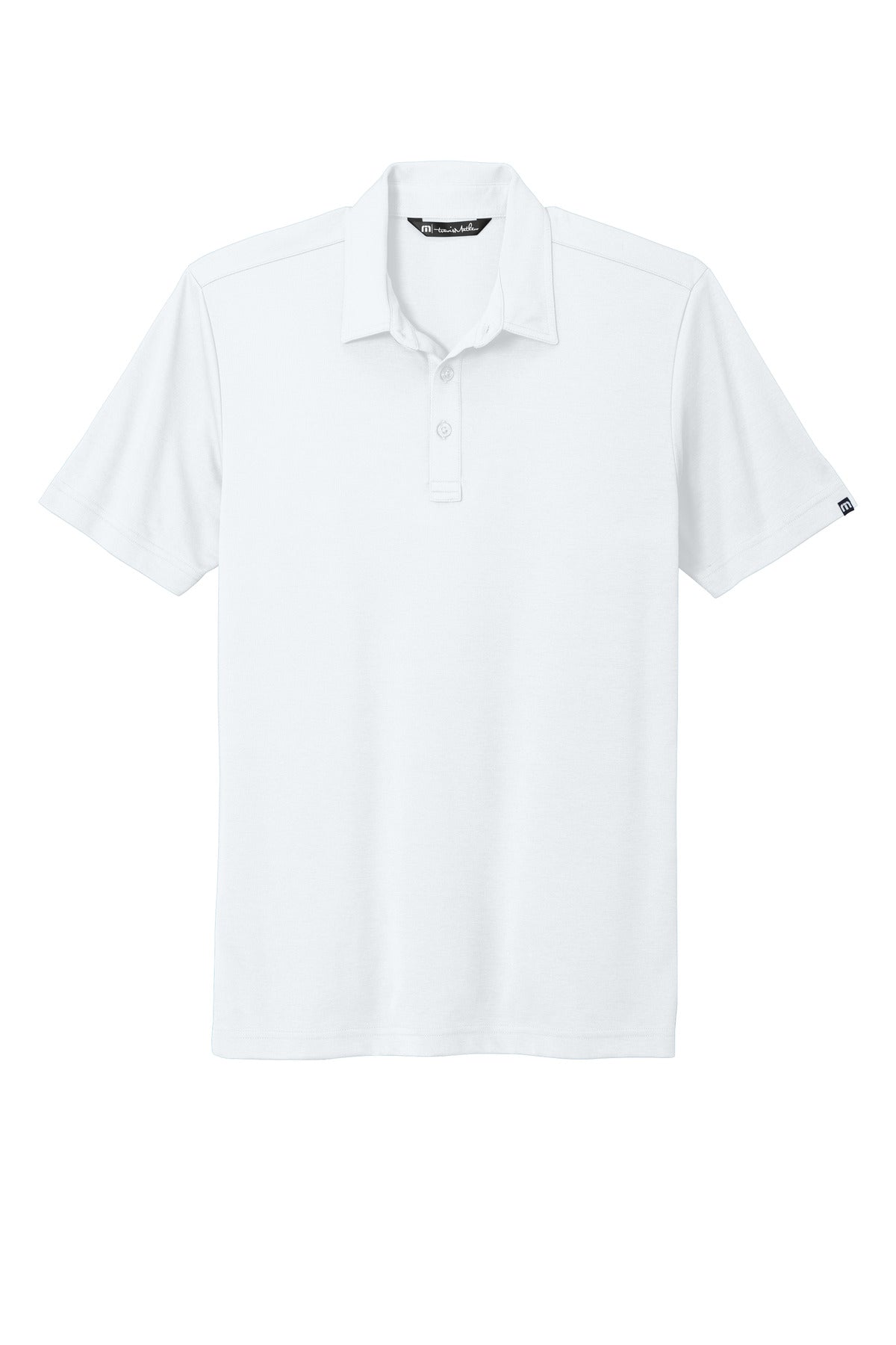Front View of White TravisMathew Oceanside Solid Polo. TM1MU411 plain