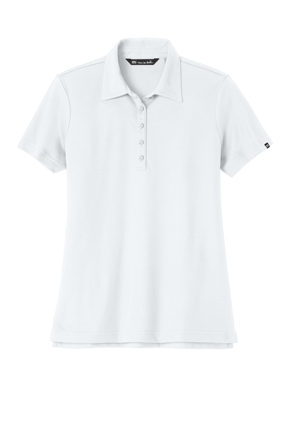 Front View of White TravisMathew Women's Oceanside Solid Polo TM1WW001 plain