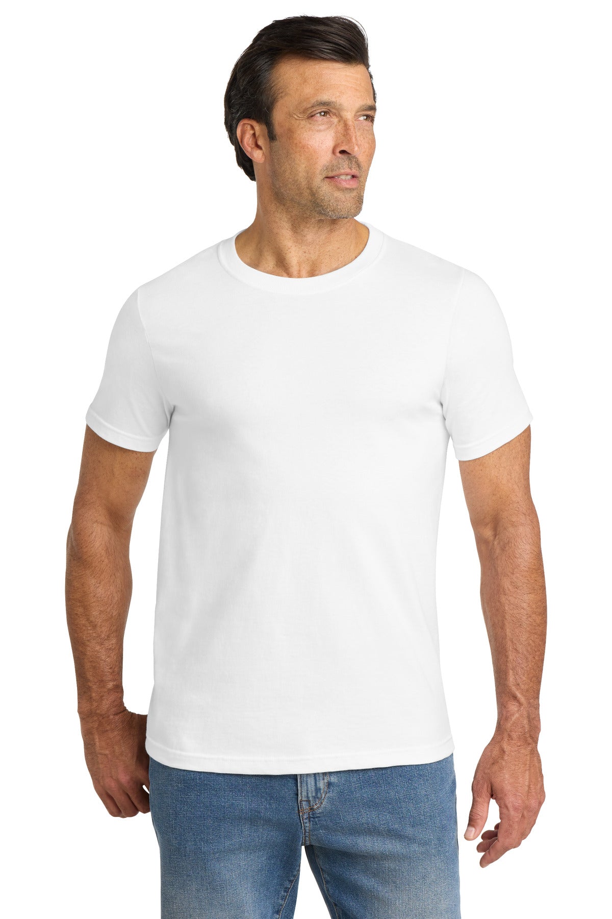 Front View of White Volunteer Knitwear Chore Tee VL60 plain