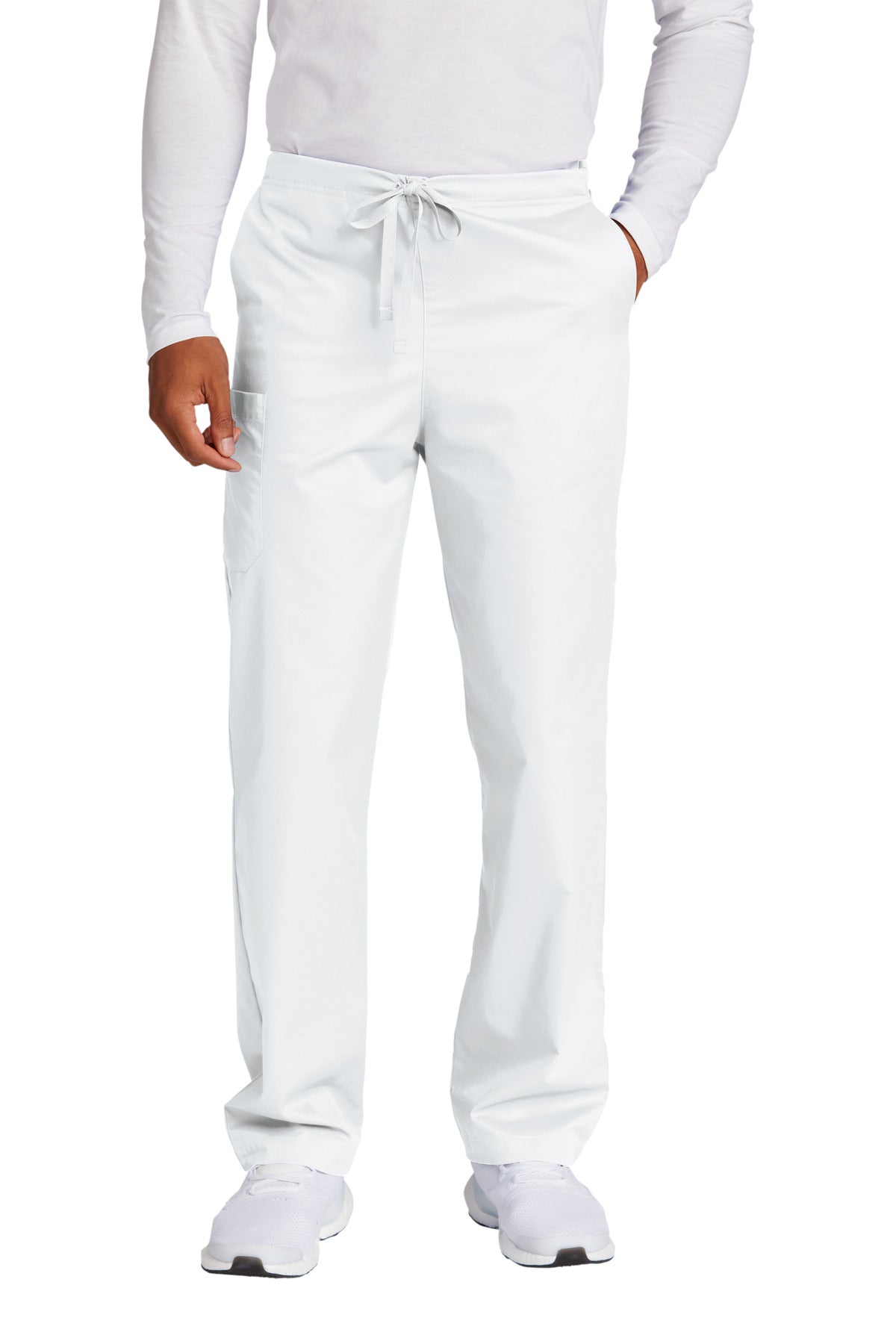 Front View of White Wink Unisex Tall WorkFlex Cargo Pant WW3150T plain