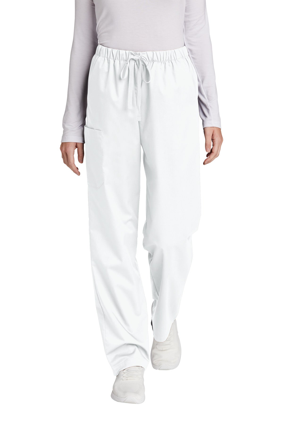 Front View of White Wink Women's Tall WorkFlex Cargo Pant WW4550T plain