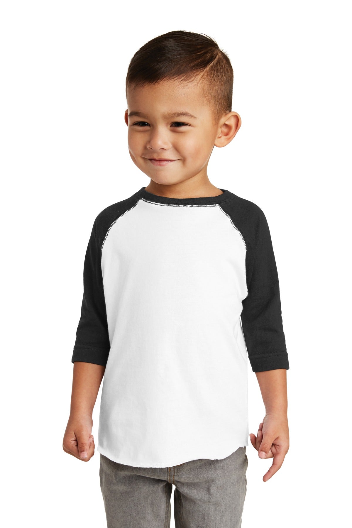 Front View of White/Black Rabbit Skins Toddler Baseball Fine Jersey Tee. RS3330 plain