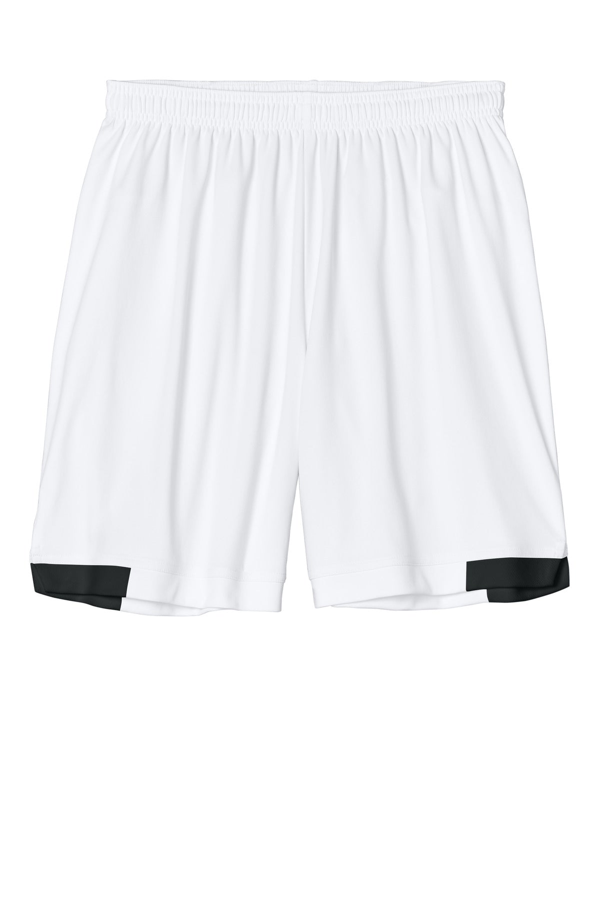 Front View of White/Blk Sport-Tek Club 7" Short ST442 plain